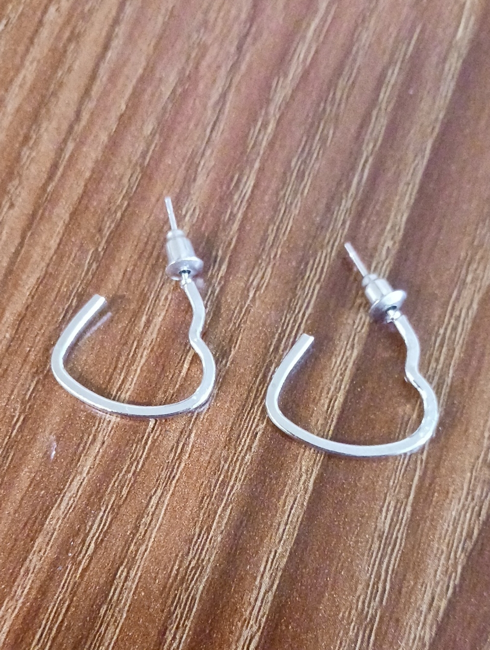 Silver Heart Heart Hoop Earrings